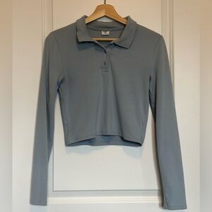 Sunday Best Light Blue Cropped Long Sleeve Polo Top / Hugo Top